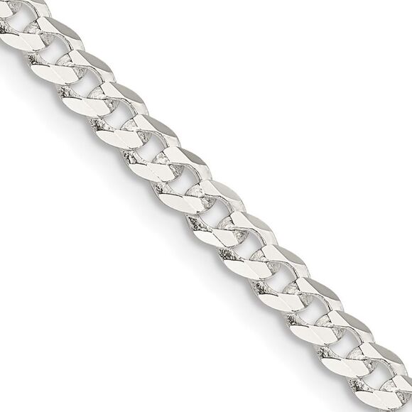 Kazi Luxury Sterling Silver 3.8mm Flat Curb Chain